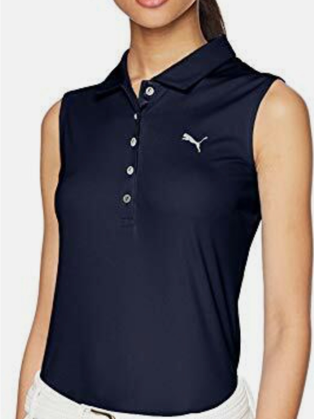Puma Women's Sleeveless Polo Golf Top - Navy